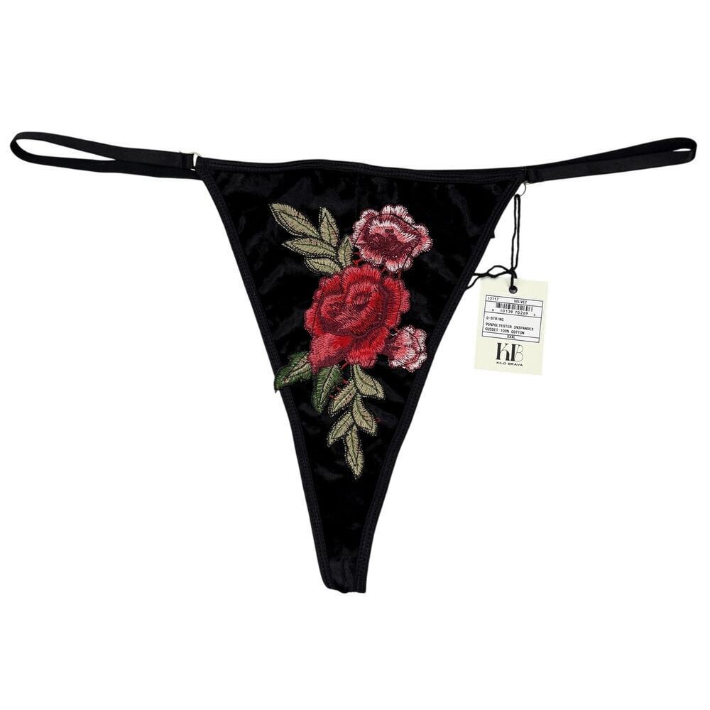 NWT KILO BRAVA Floral Crushed Velvet Low Rise G-String Sz XL - Picture 4 of 9